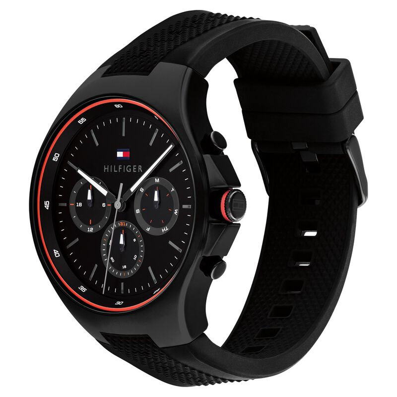 Tommy Hilfiger Chronograph Black Silicone Strap Men Watch 1792028