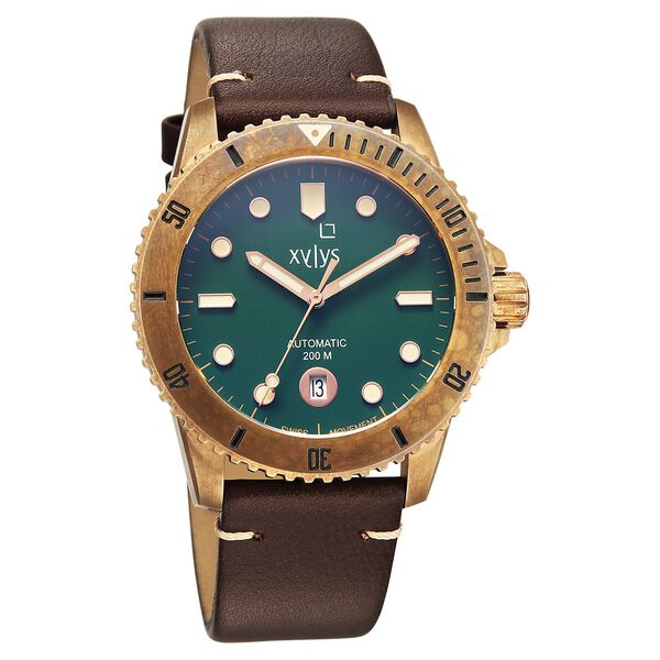 Xylys Mariana Swiss Analog with Date Green Dial Geniune Leather Strap Watch For Men - image number 1