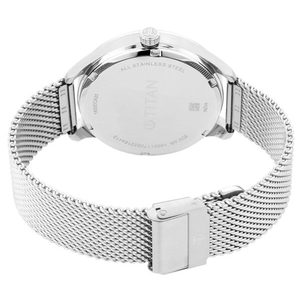 Titan Evoke Blue Dial Analog with Day and Date Stainless Steel Strap Watch for Men - image number 4