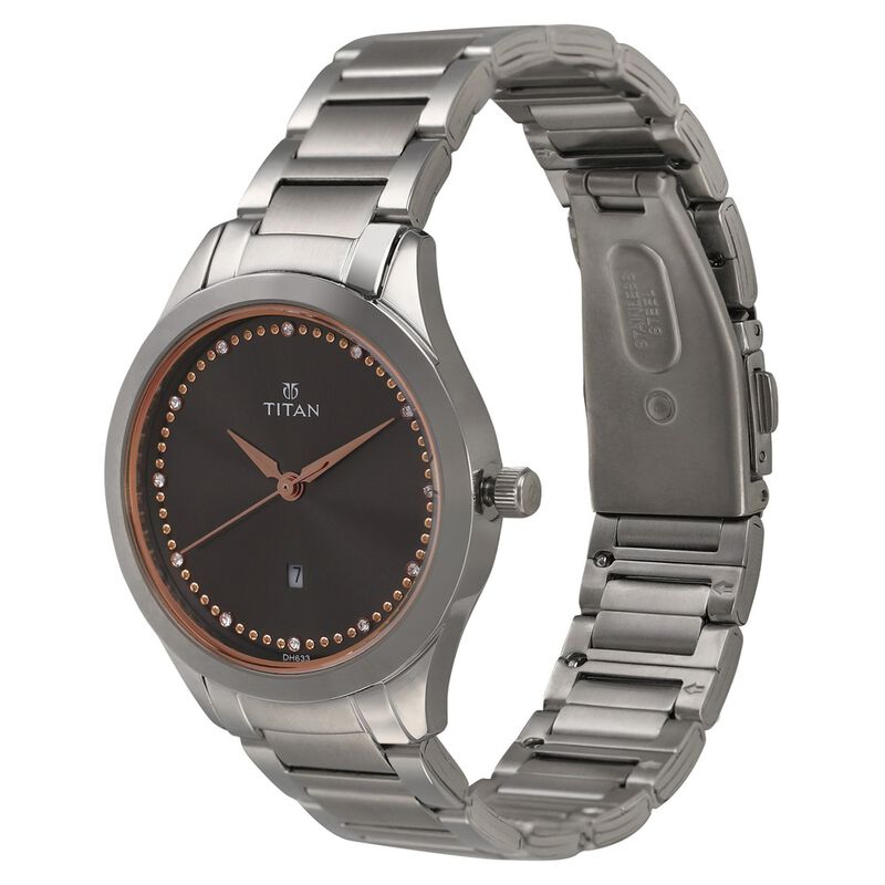 Titan Sparkle Anthracite Dial Analog with Date Stainless Steel Strap Watch for Women - image number 2