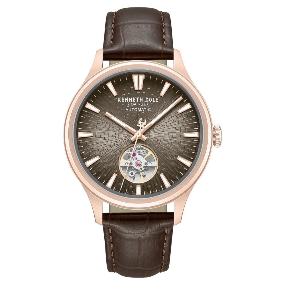 Kenneth Cole Automatic Brown Dial Brown Leather Strap Watch For Men-picture-22