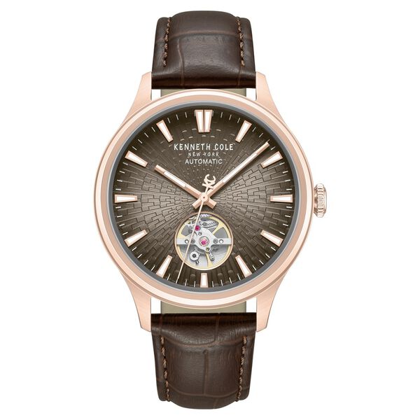 Kenneth Cole Automatic Brown Dial Brown Leather Strap Watch For Men - image number 0