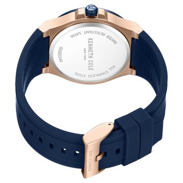 Kenneth Cole Quartz Analog with Date Blue Dial Silicone Strap Watch for Men