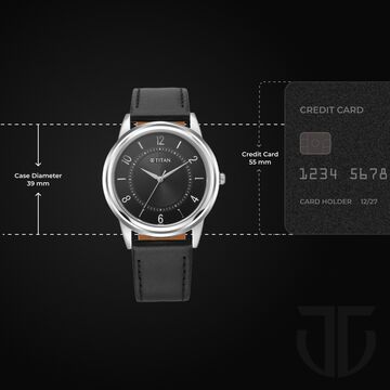 Titan Karishma Zing Quartz Analog Black Dial Leather Strap Watch for Men