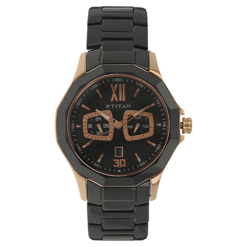 Titan Analog Black Dial Quartz Ceramic Strap watch for Men