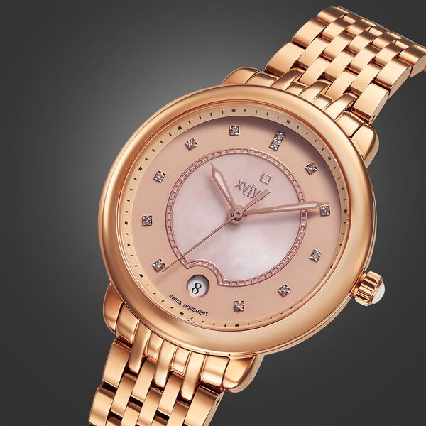 Xylys Quartz Analog Pink Dial Rose Gold Stainless Steel Strap Watch For Women - image number 0