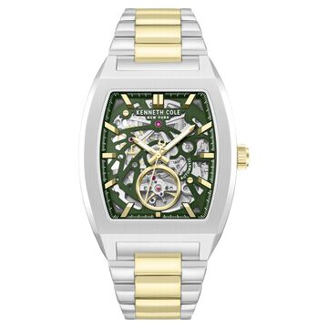Kenneth Cole Automatic Automatic Green Dial Two Toned Stainless Steel Strap Watch For Men