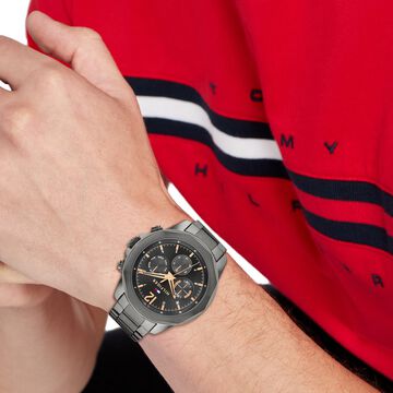 Tommy Hilfiger Grey Dial Grey Stainless Steel Strap Watch for Men