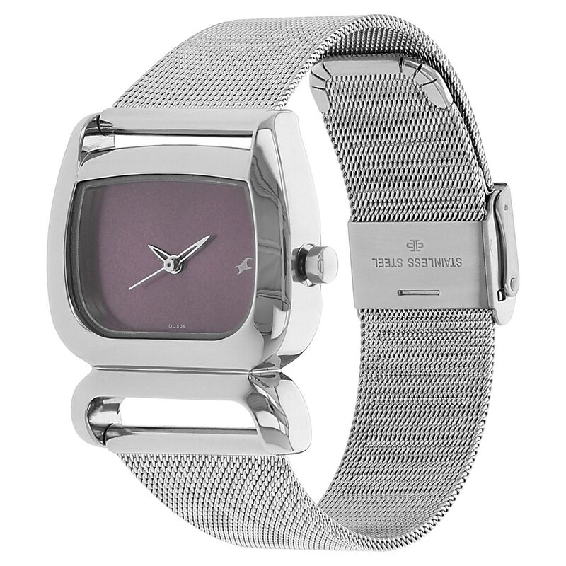 Fastrack Quartz Analog Purple Dial Metal Strap Watch for Girls - image number 1