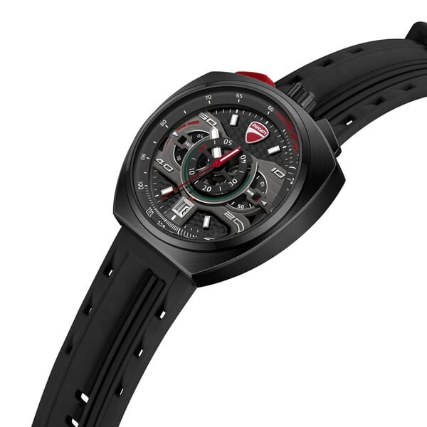 Ducati Quartz Chronograph Black Dial Black Silicone Strap Watch For Men - image number 1