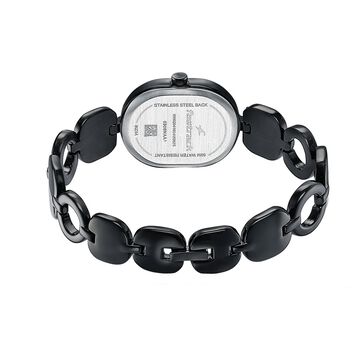Fastrack Style Up Quartz Analog Green Mother Of Pearl Dial Black Metal Strap Watch For Girls