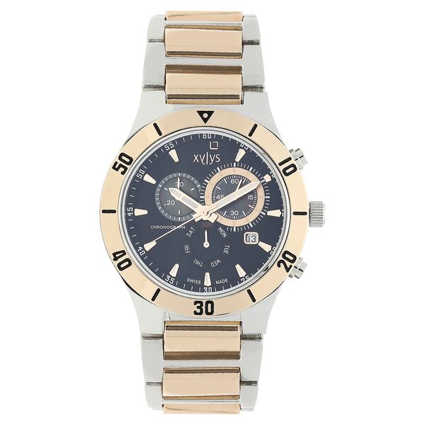 Xylys Swiss Chronograph Two Toned Stainless Steel Strap and Black Dial Watch For Men - image number 0