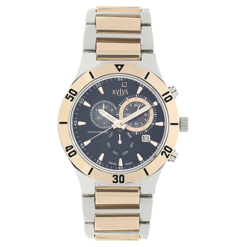Xylys Swiss Chronograph Two Toned Stainless Steel Strap and Black Dial Watch For Men
