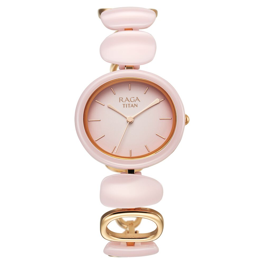 Buy Online Titan Raga Ceramics Quartz Analog Pink Dial Metal