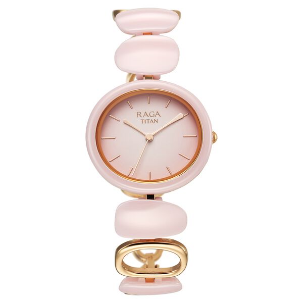 Titan Raga Ceramics Quartz Analog Pink Dial Metal & Ceramic Strap Watch For Women - image number 0