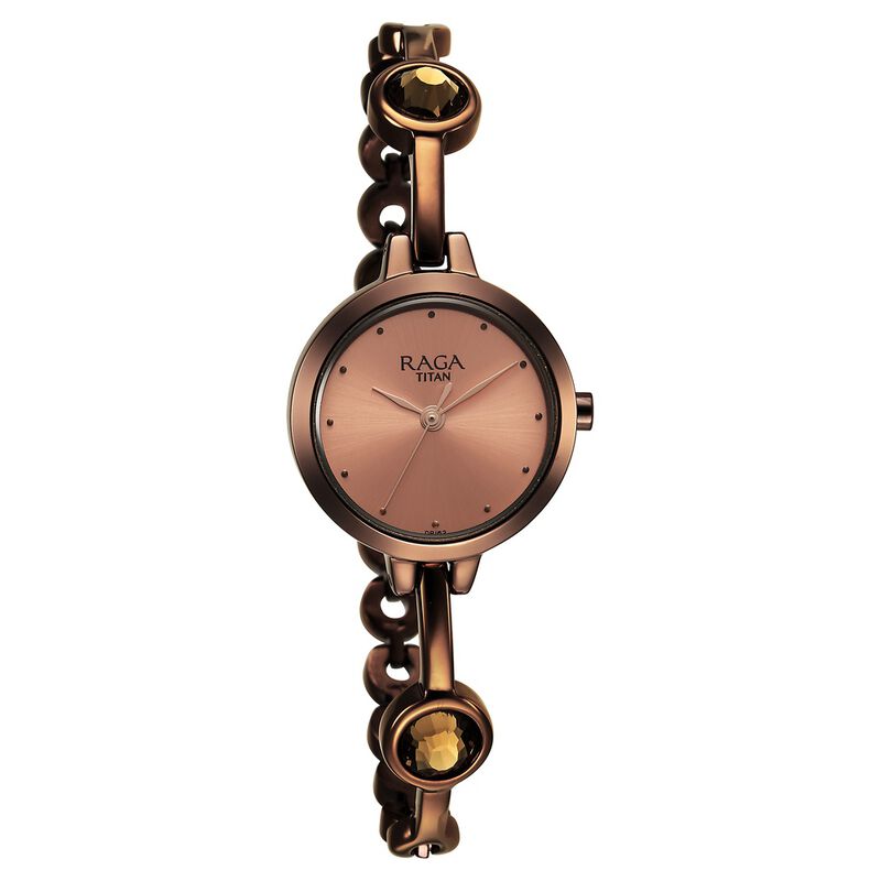 Titan Raga Viva Quartz Analog Rose Gold Dial Brown Metal Strap Watch for Women - image number 1