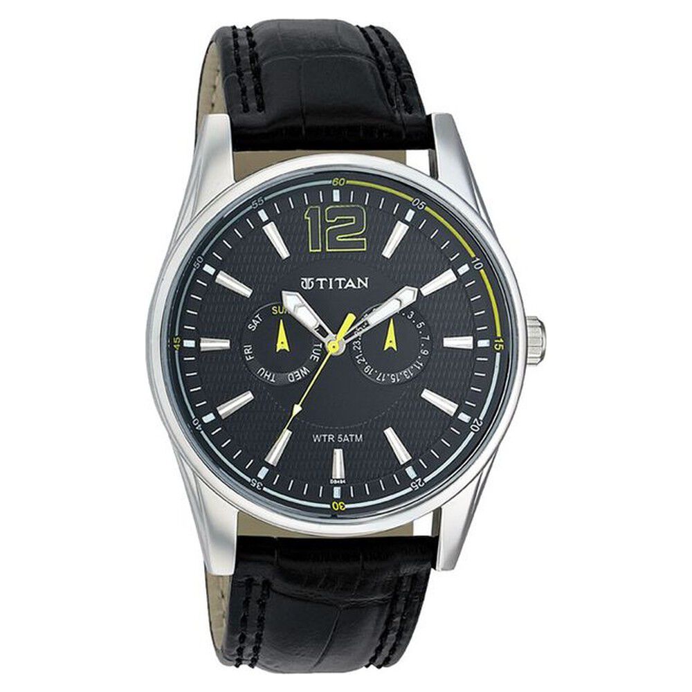 Buy Online Titan Quartz Dial Leather Strap Watch for Men