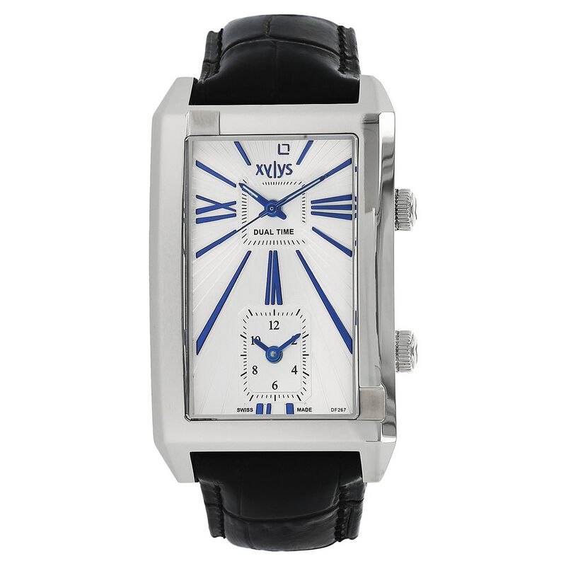 Xylys Swiss Analog Black Leather Strap and Silver Dial Watch For Men