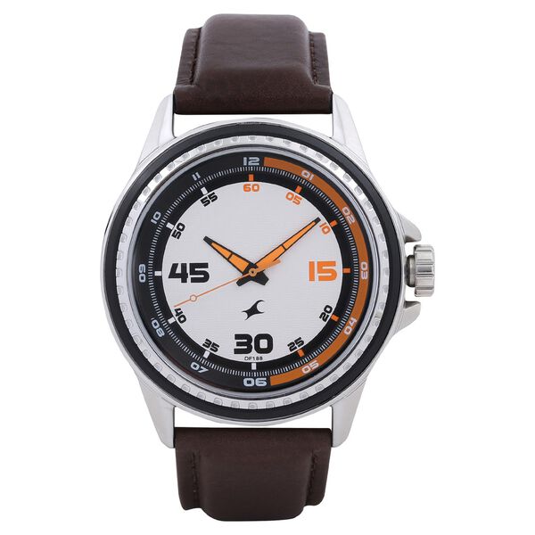 Fastrack Quartz Analog White Dial Leather Strap Watch for Guys - image number 0