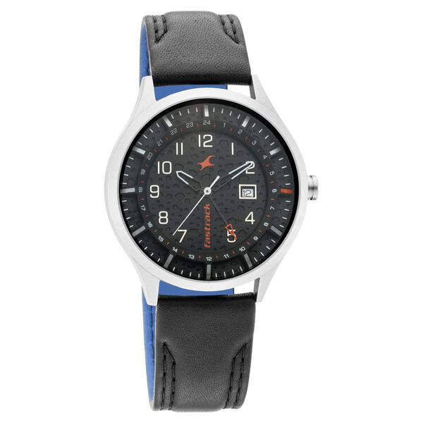 Fastrack Titanium Quartz Analog with Date Black Dial Leather Strap Watch for Guys - image number 0