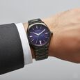 Titan Stellar Starlight Analog with Concealed Automatic and Violet Dial Dark Gun Stainless Steel Strap Watch for Men - image number 7