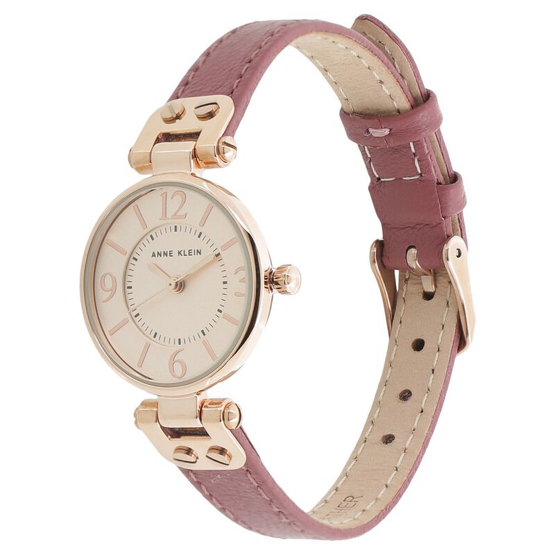 Anne Klein Quartz Analog Rose Gold Dial Leather Strap Watch for Women - image number 1
