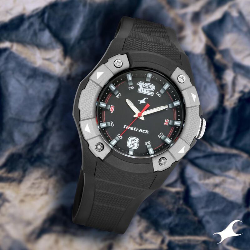 Fastrack Trendies Quartz Analog Black Dial Silicone Strap Watch for Guys