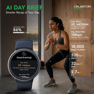 Titan Celestor Swift GPS Smartwatch with Advanced Badminton Mode, Zone Based Training ,AI Brief & Titan Q-Beige