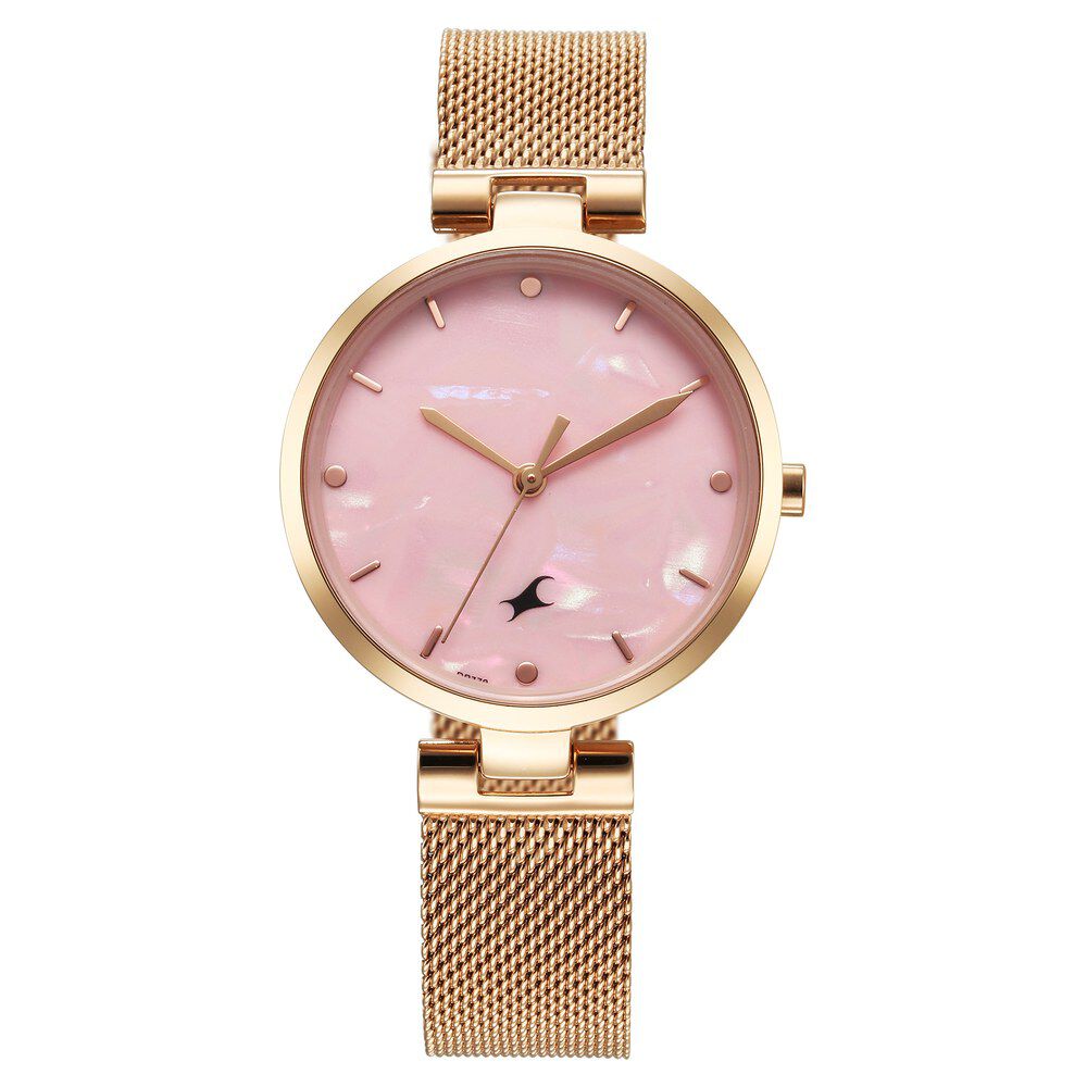 Fastrack Stunners X Quartz Analog Pink Mother Of Pearl Dial Stainless Steel Strap Watch For Girls-image-35