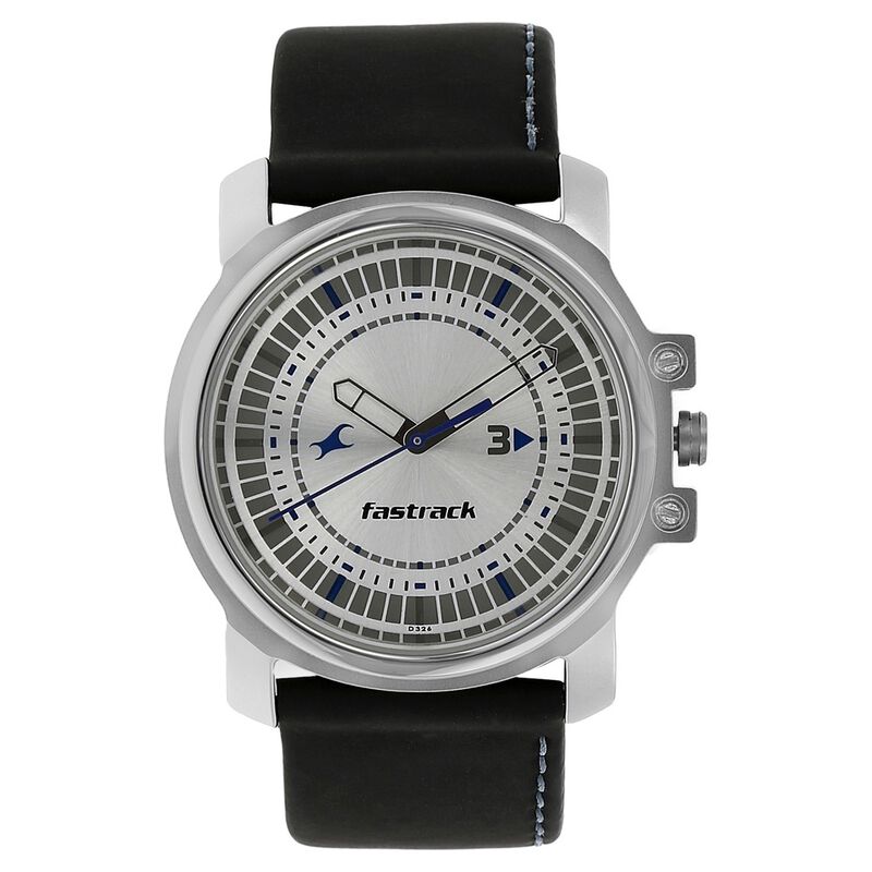 Fastrack Quartz Analog Silver Dial Leather Strap Watch for Guys - image number 0