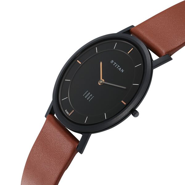 Titan Quartz Analog Black Dial Leather Strap Watch for Men - image number 1