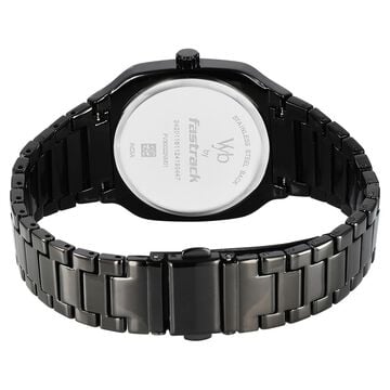 Vyb Maverick By Fastrack Quartz Analog Black Dial Metal Strap Watch For Guys