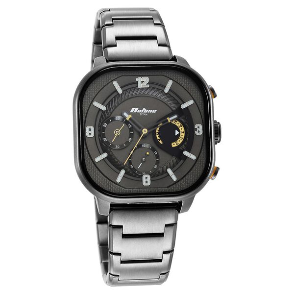 Titan Octane Aerobatics Quartz Chronograph Anthracite Dial Grey Stainless Steel Strap Watch For Men - image number 1