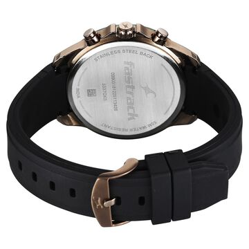 Fastrack Wild Quartz Chronograph Two Toned Dial Black Silicone Strap Watch For Guys