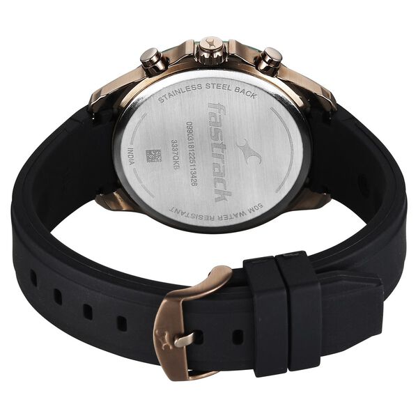Fastrack Wild Quartz Chronograph Two Toned Dial Black Silicone Strap Watch For Guys - image number 7