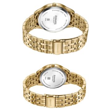 Sonata Jashn Quartz Analog Red Dial Golden Metal Strap Watch For Couple