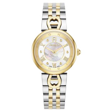 Aigner Quartz Analog White Dial Two Toned Stainless Steel Strap Watch For Women