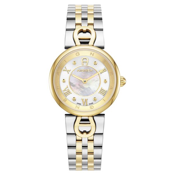 Aigner Quartz Analog White Dial Two Toned Stainless Steel Strap Watch For Women - image number 0