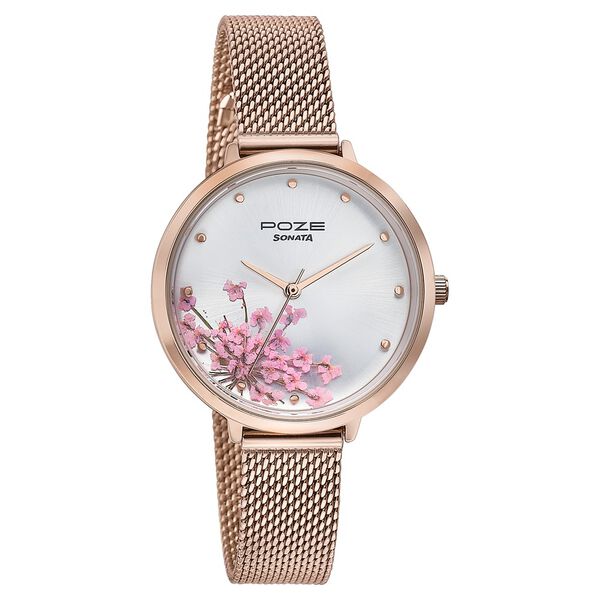 Sonata Poze Quartz Analog Silver Dial Metal Strap Watch For Women - image number 1