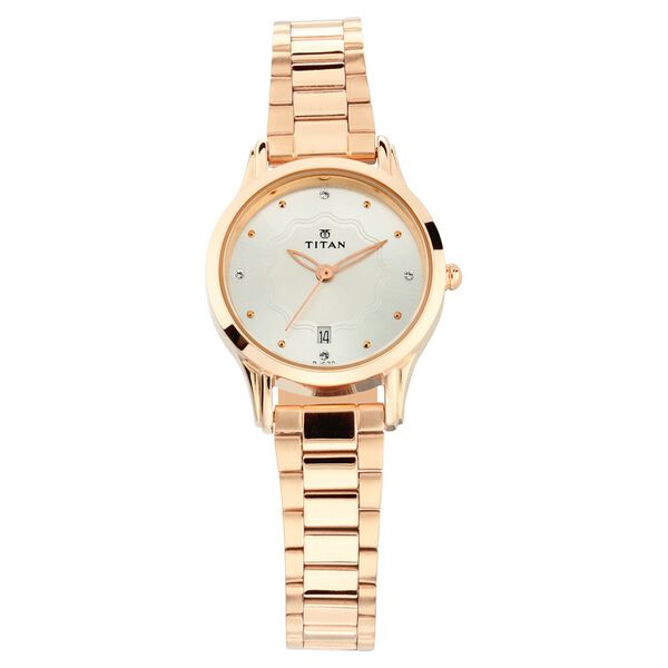 Titan Quartz Analog with Date Silver Dial Metal Strap Watch for Women - image number 0