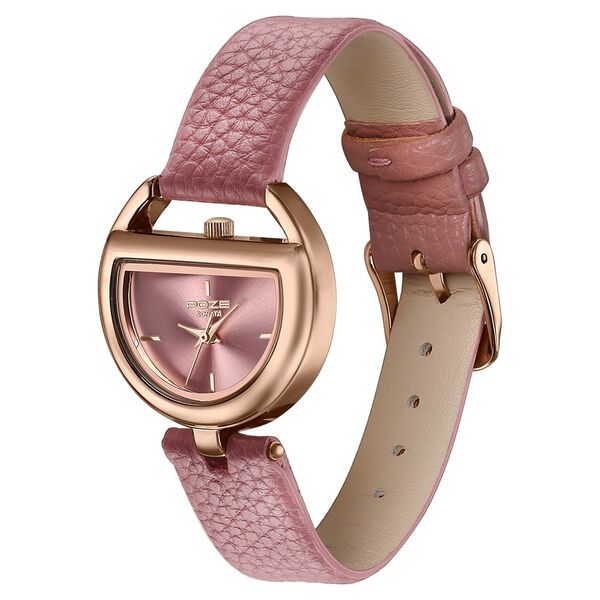 Poze By Sonata Quartz Analog Pink Dial Pink PU Leather Strap Watch For Women - image number 4