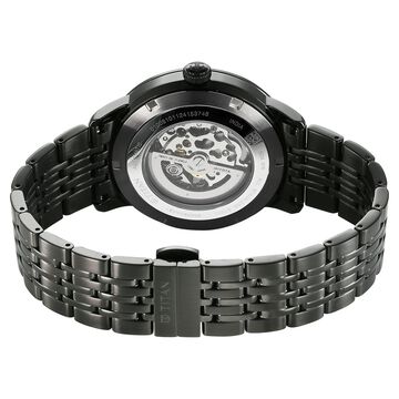 Titan Phoenix Skeletal Automatic Analog with Gun Dial Black Stainless Steel Strap Watch for Men