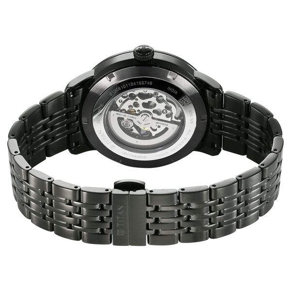 Titan Phoenix Skeletal Automatic Analog with Gun Dial Black Stainless Steel Strap Watch for Men - image number 5