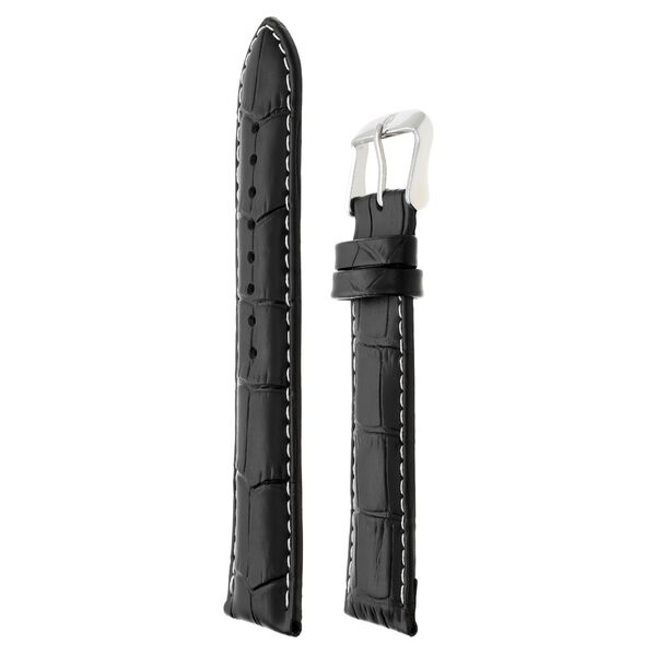 22 mm Black Genuine Leather Straps for Men - image number 2