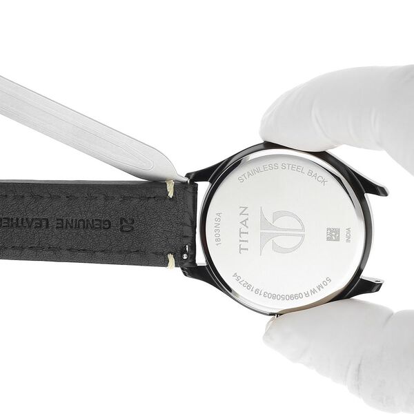 20 mm Black Genuine Leather Straps for Men - image number 6