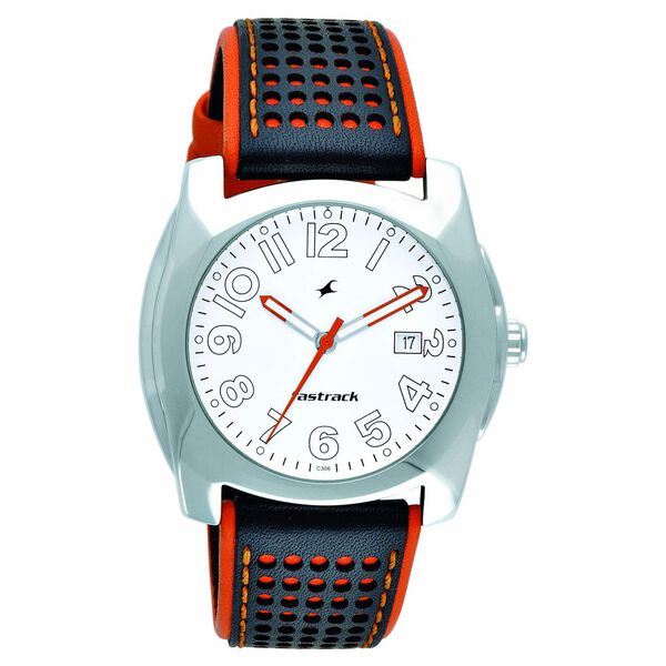 Fastrack Quartz Analog White Dial Leather Strap Watch for Guys - image number 0