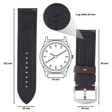 24 mm Brown Genuine Leather Straps for Men
