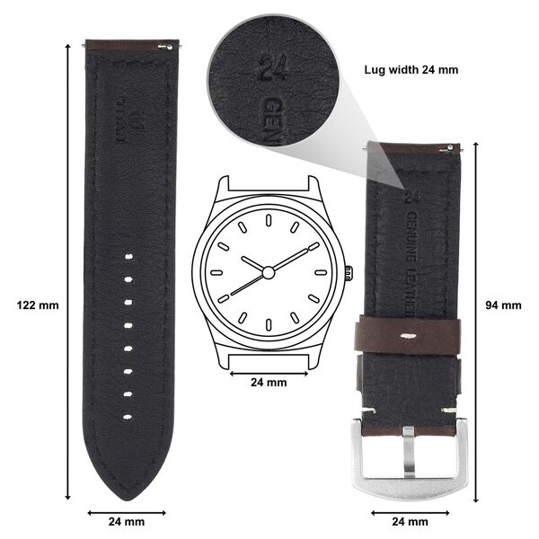 24 mm Brown Genuine Leather Straps for Men - image number 1