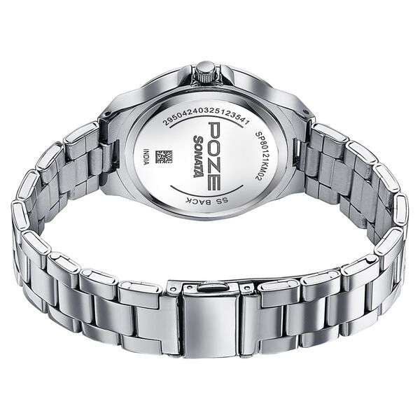 Sonata Poze Quartz Analog Grey Dial Silver Colour Stainless Steel Strap Watch For Women - image number 6