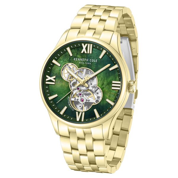 Kenneth Cole Automatic Automatic Green Dial Golden Stainless Steel Strap Watch For Men - image number 1
